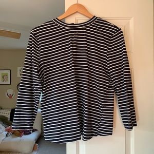 Clad and cloth striped mock neck top